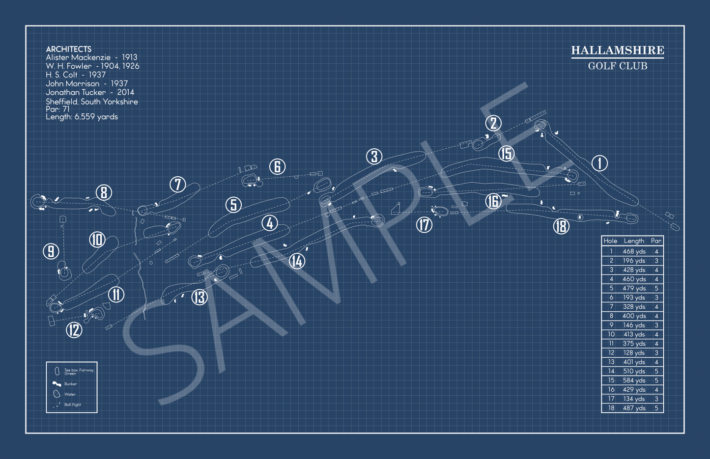 Hallamshire Golf Club Blueprint (Print)