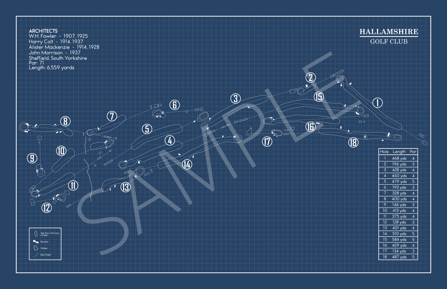 Hallamshire Golf Club Blueprint (Print)
