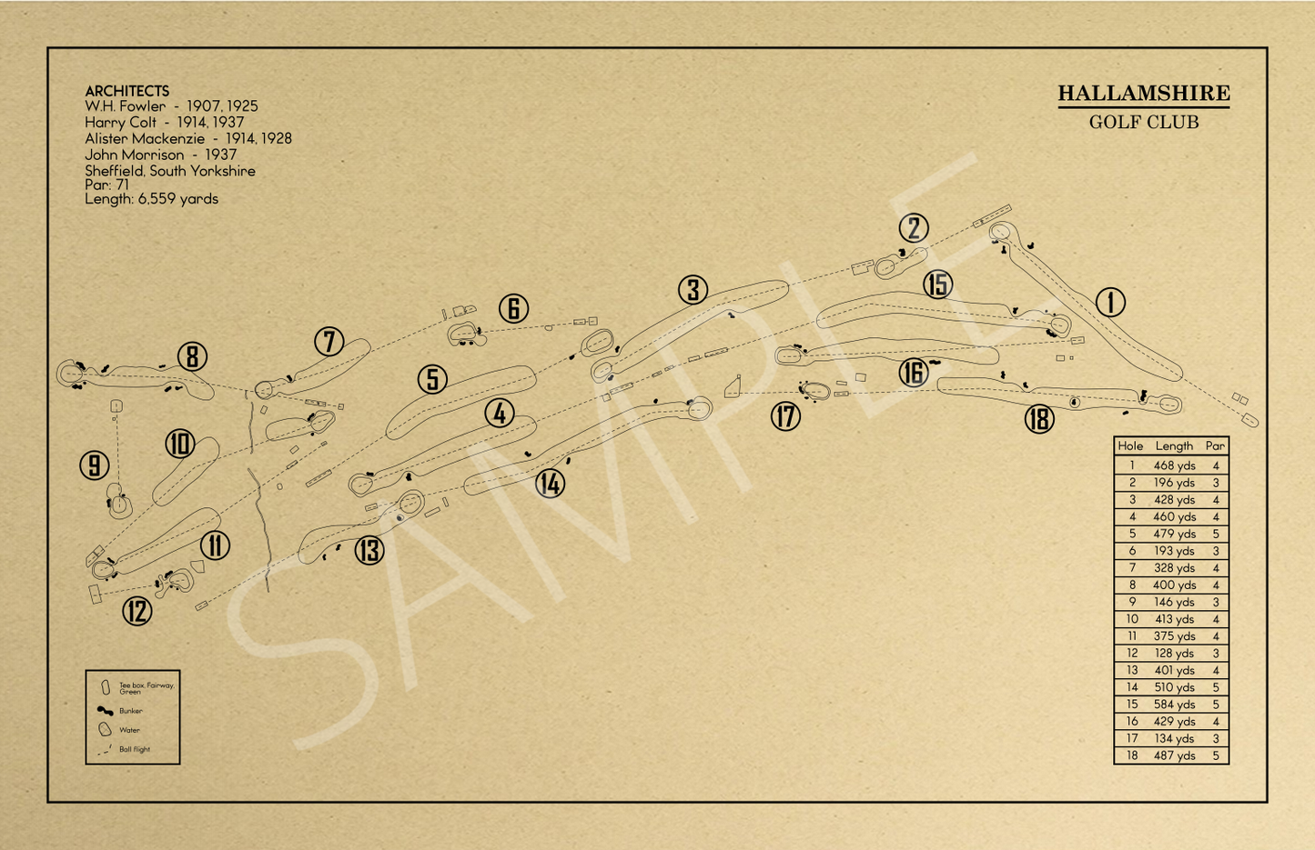Hallamshire Golf Club Outline (Print)