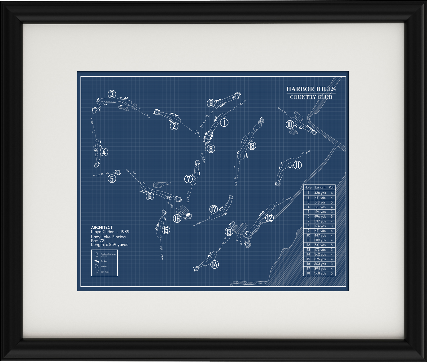 Harbor Hills Country Club Blueprint (Print)