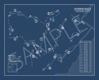 Harbor Hills Country Club Blueprint (Print)