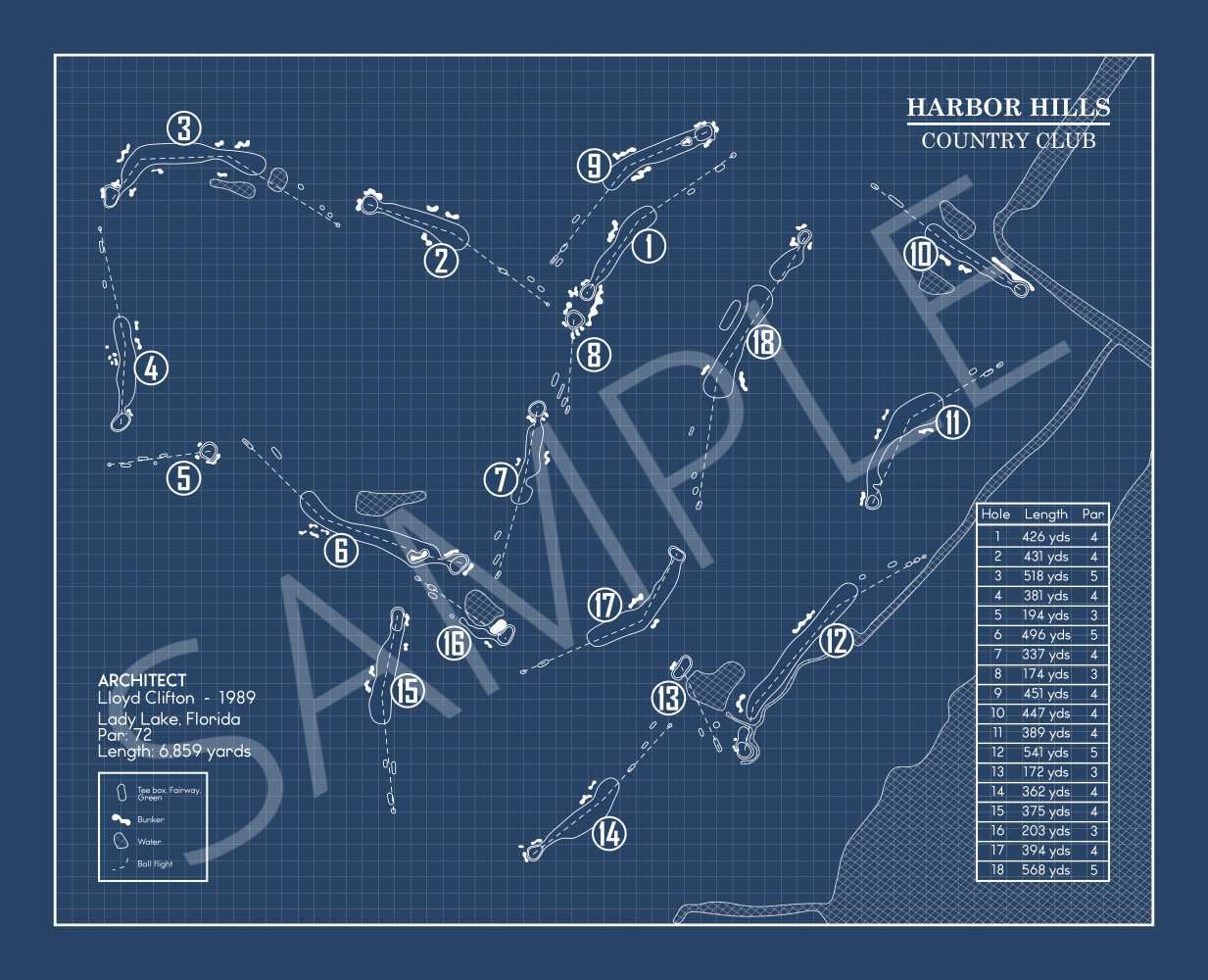 Lake Michigan Hills Golf Club Blueprint (Print)