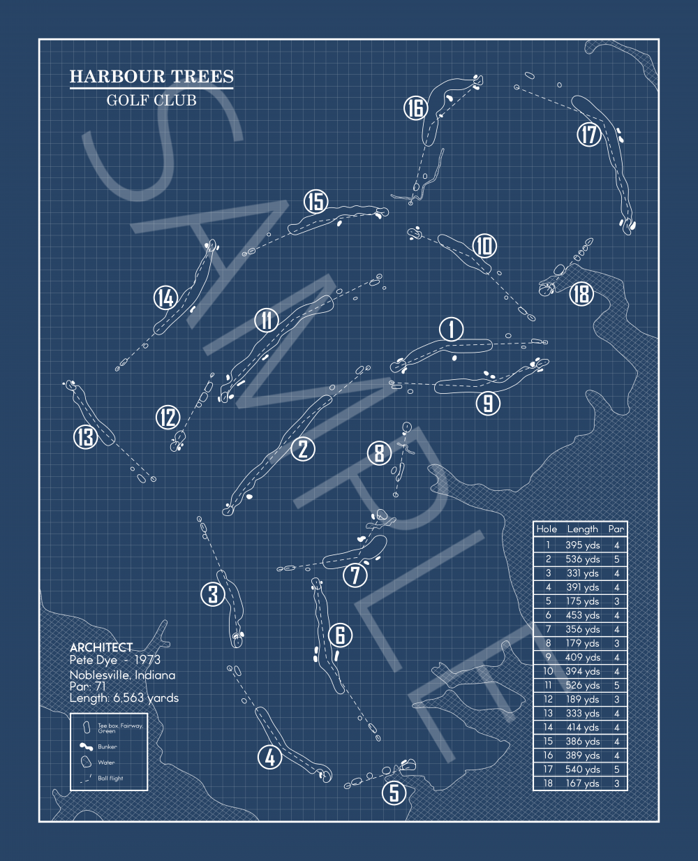 Harbour Trees Golf Club Blueprint (Print)