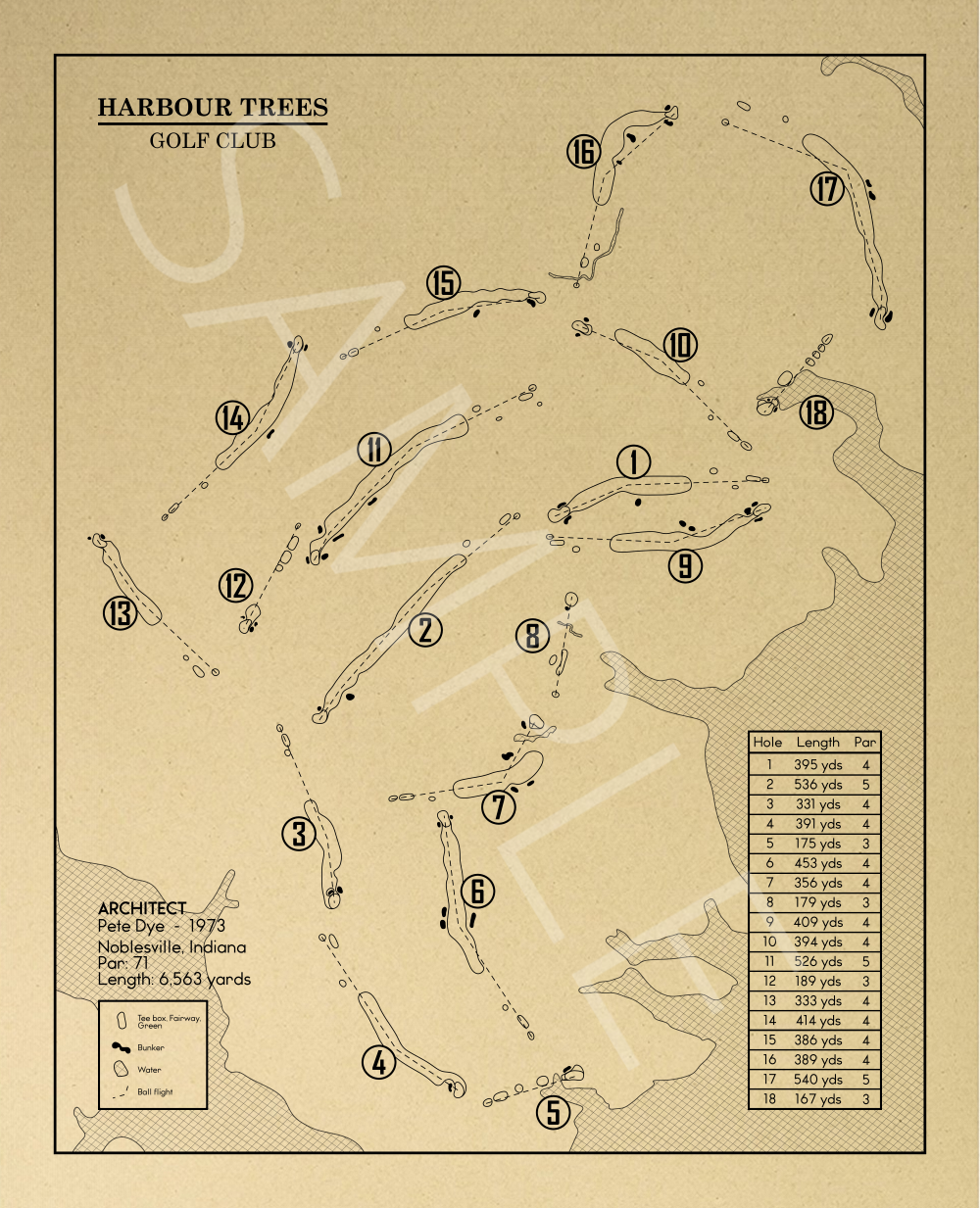 Harbour Trees Golf Club Outline (Print)
