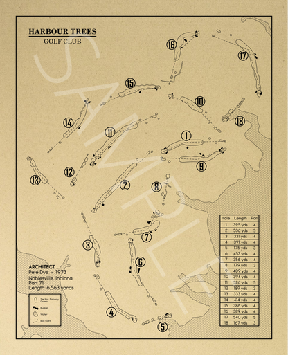 Harbour Trees Golf Club Outline (Print)