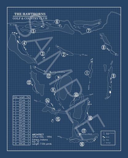Hawthorns Golf & Country Club Blueprint (Print)