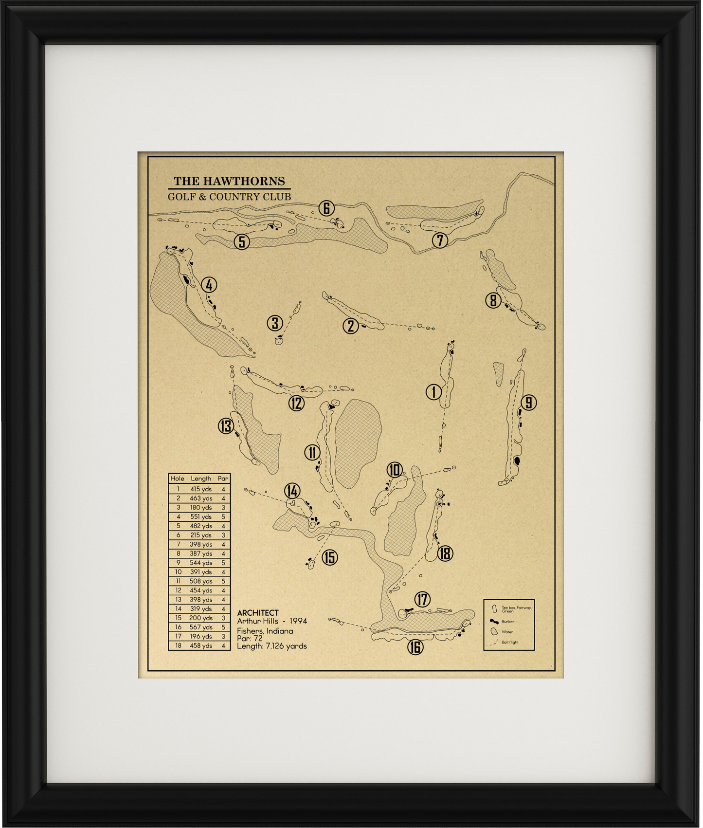 Hawthorns Golf & Country Club Outline (Print)