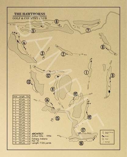 Hawthorns Golf & Country Club Outline (Print)