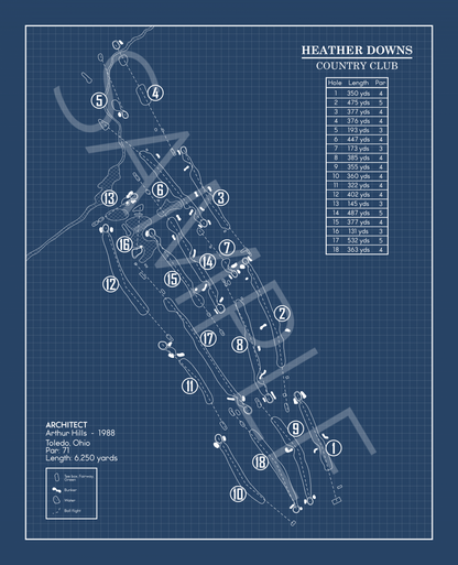 Heather Downs Country Club Blueprint (Print)