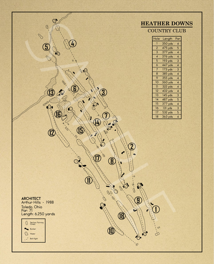Heather Downs Country Club Outline (Print)