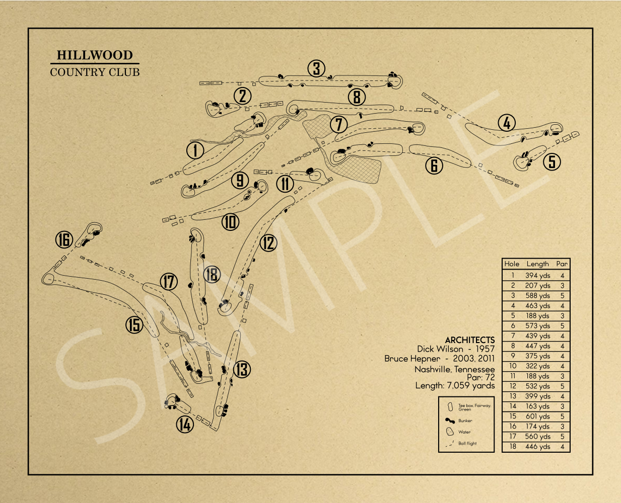 Hillwood Country Club Outline (Print)