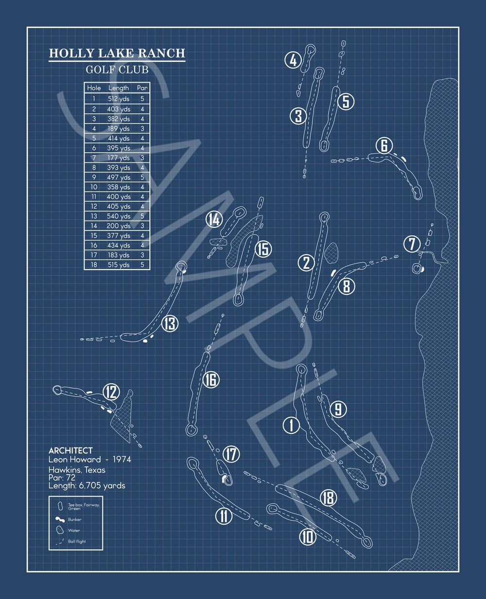 Holly Lake Ranch Golf Club Blueprint (Print)