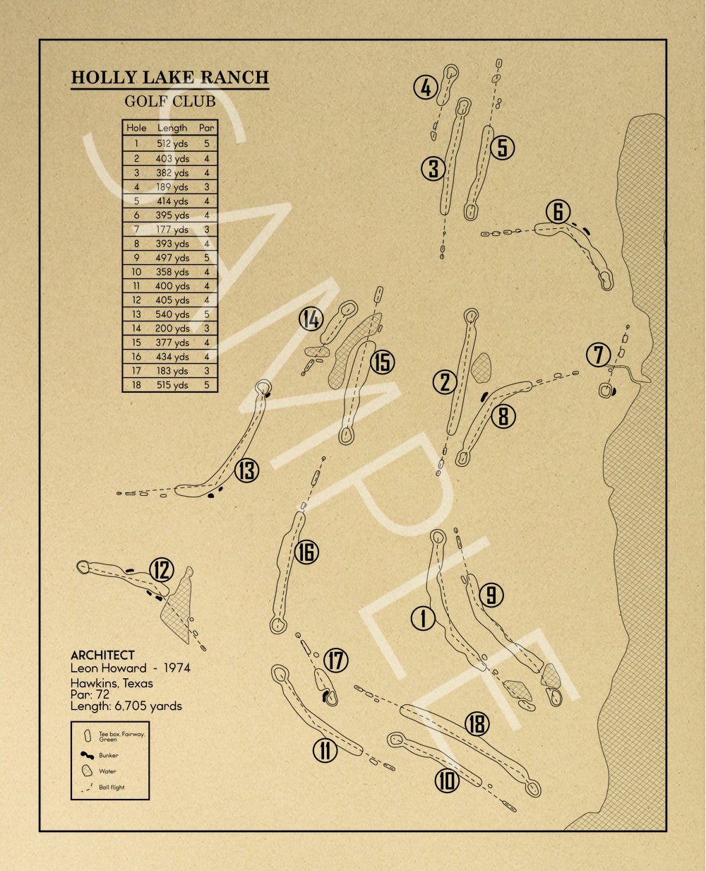 Holly Lake Ranch Golf Club Outline (Print)