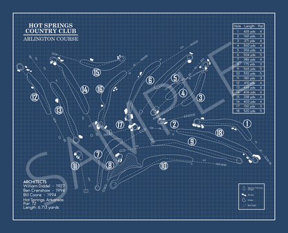 Hot Springs Country Club Arlington Course Blueprint (Print)