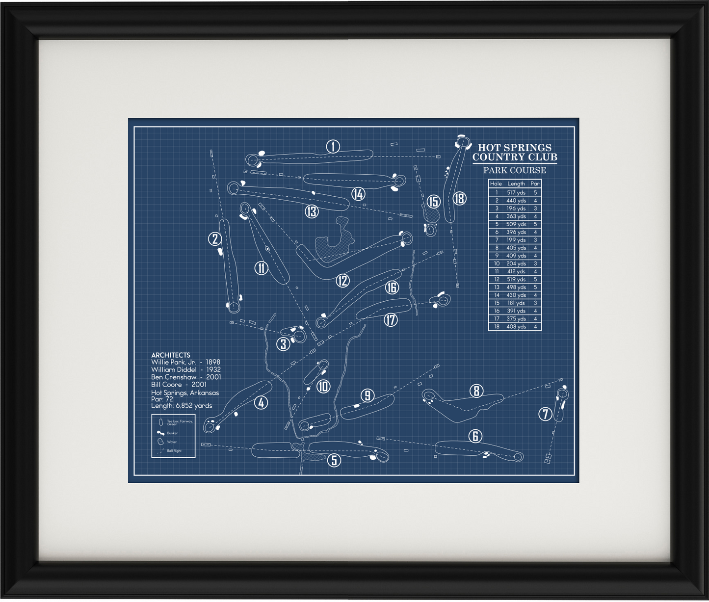 Hot Springs Country Club Parks Course Blueprint (Print)