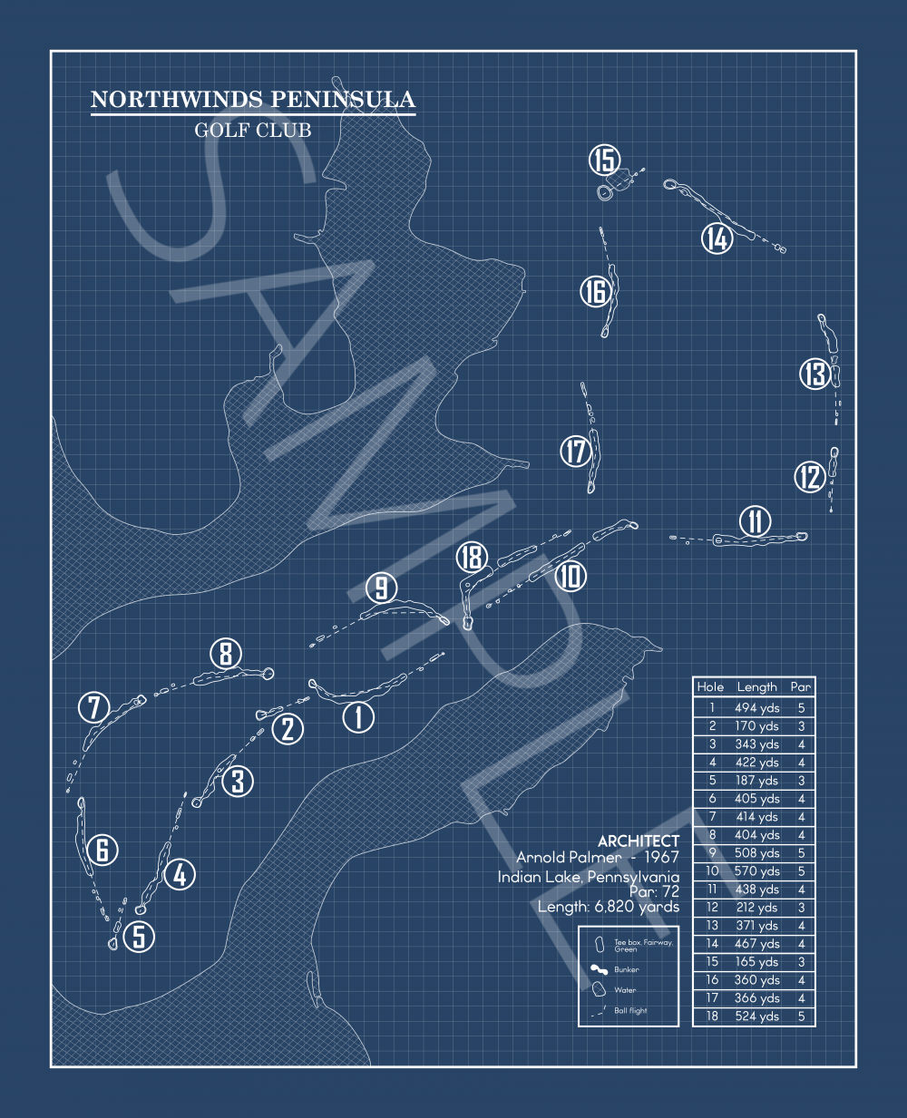 Northwinds Peninsula Golf Club Blueprint (Print)