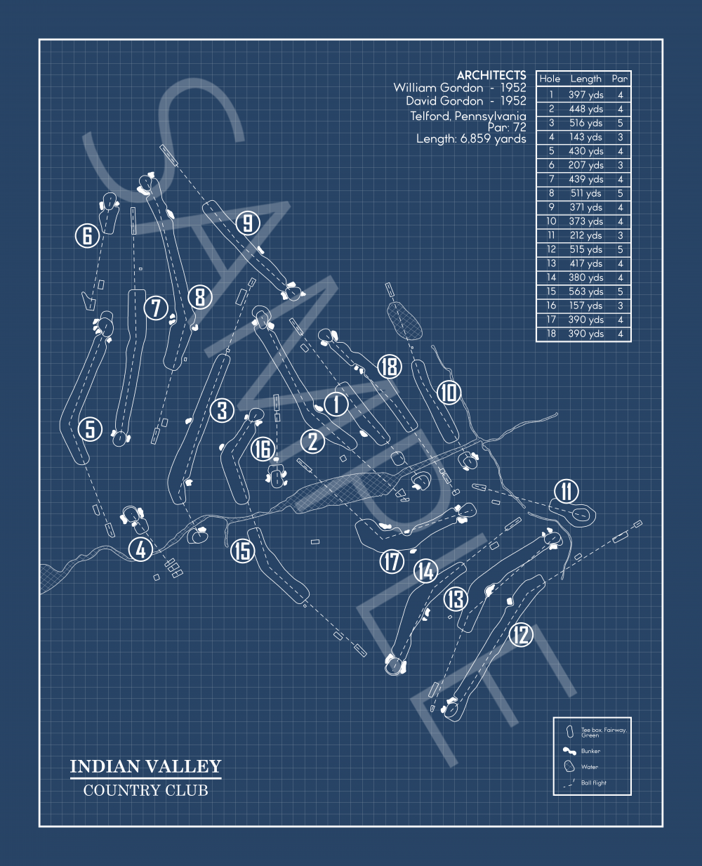 Indian Valley Country Club Blueprint (Print)
