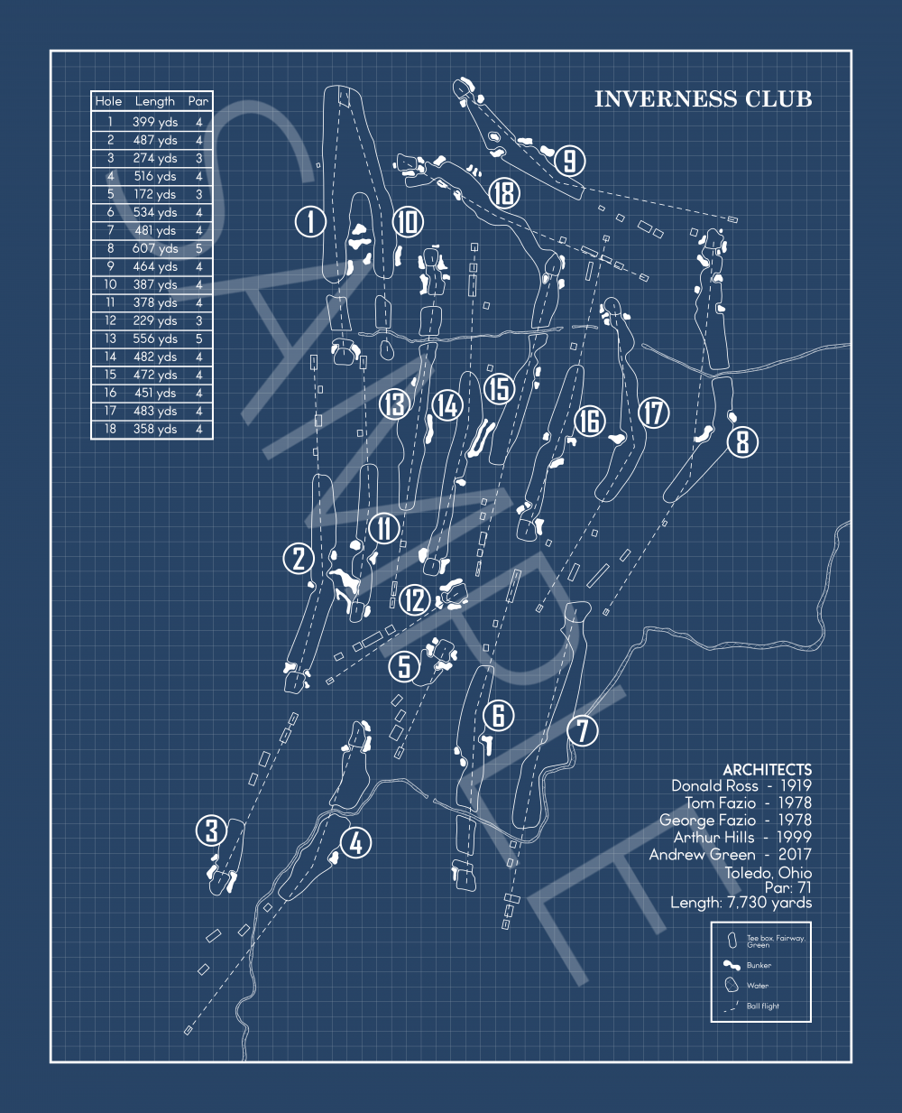 Inverness Club Blueprint (Print)