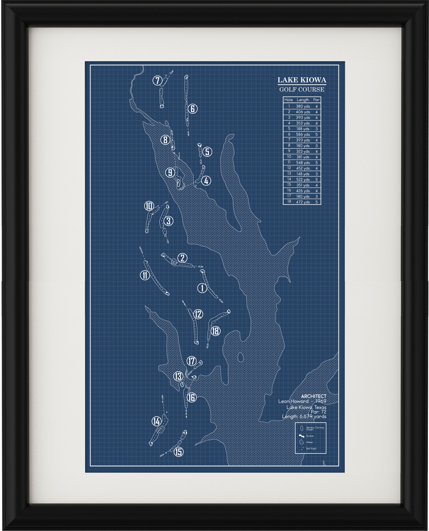 Lake Kiowa Golf Course Blueprint (Print)