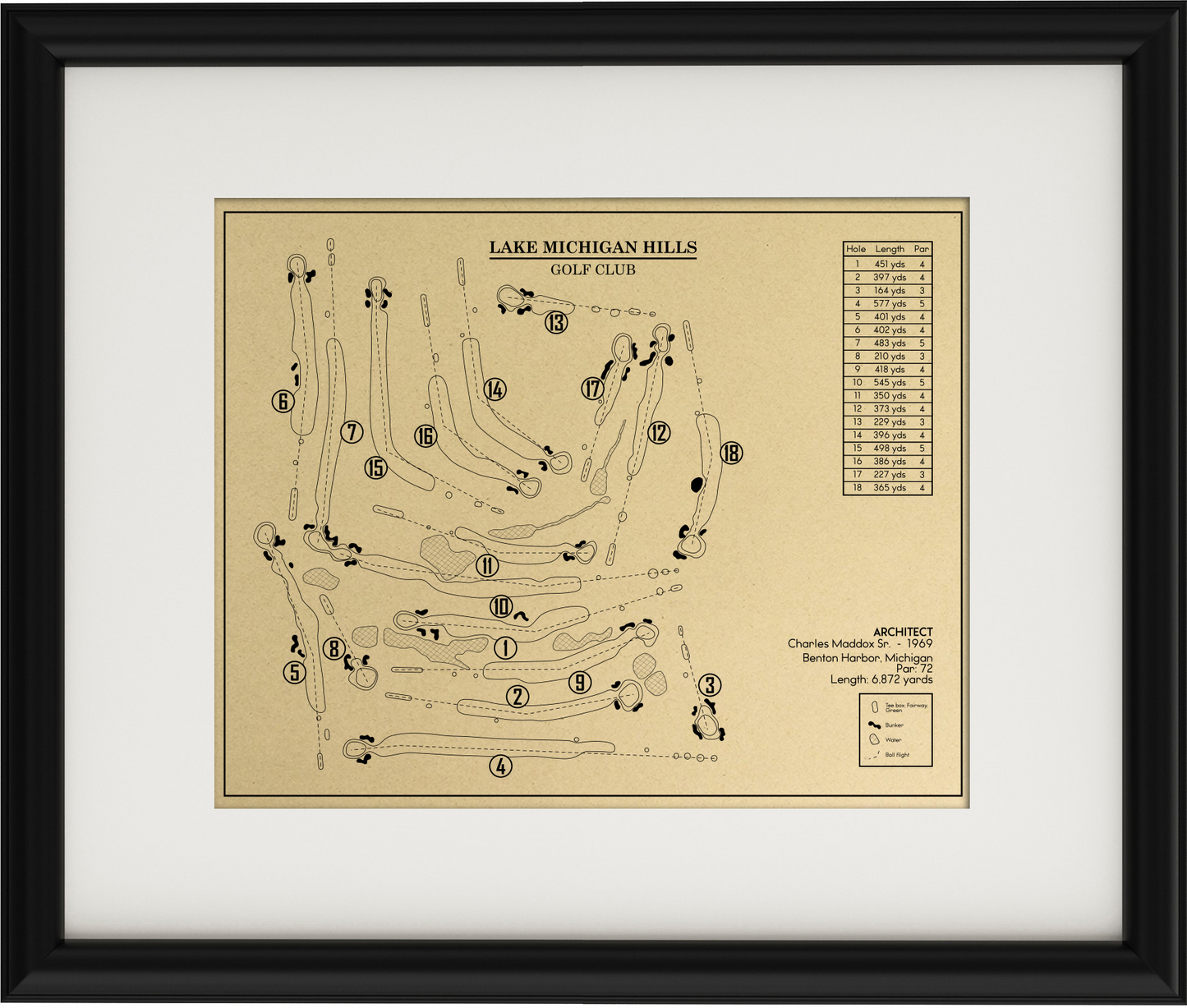 Lake Michigan Hills Golf Club Outline (Print)