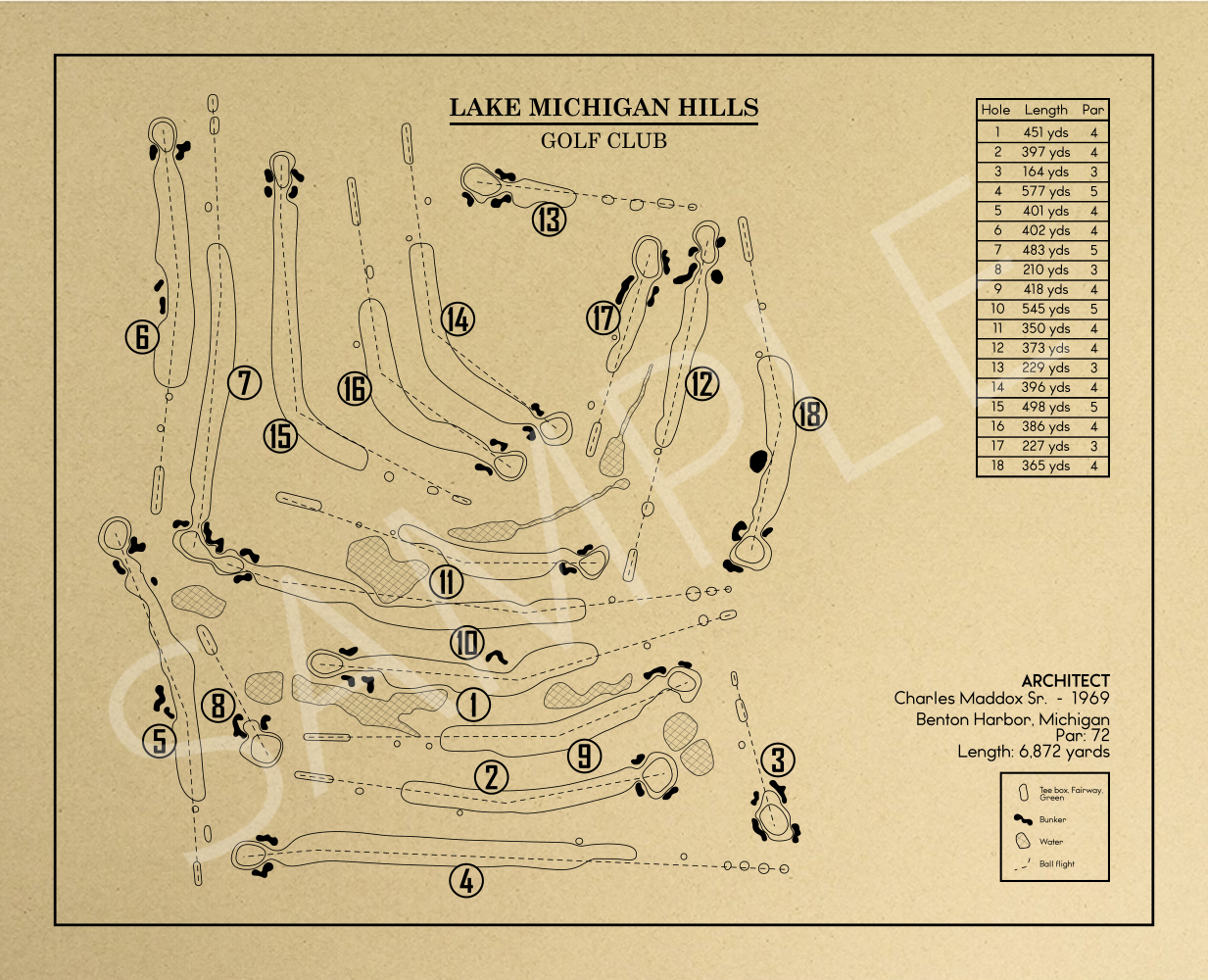 Lake Michigan Hills Golf Club Outline (Print)