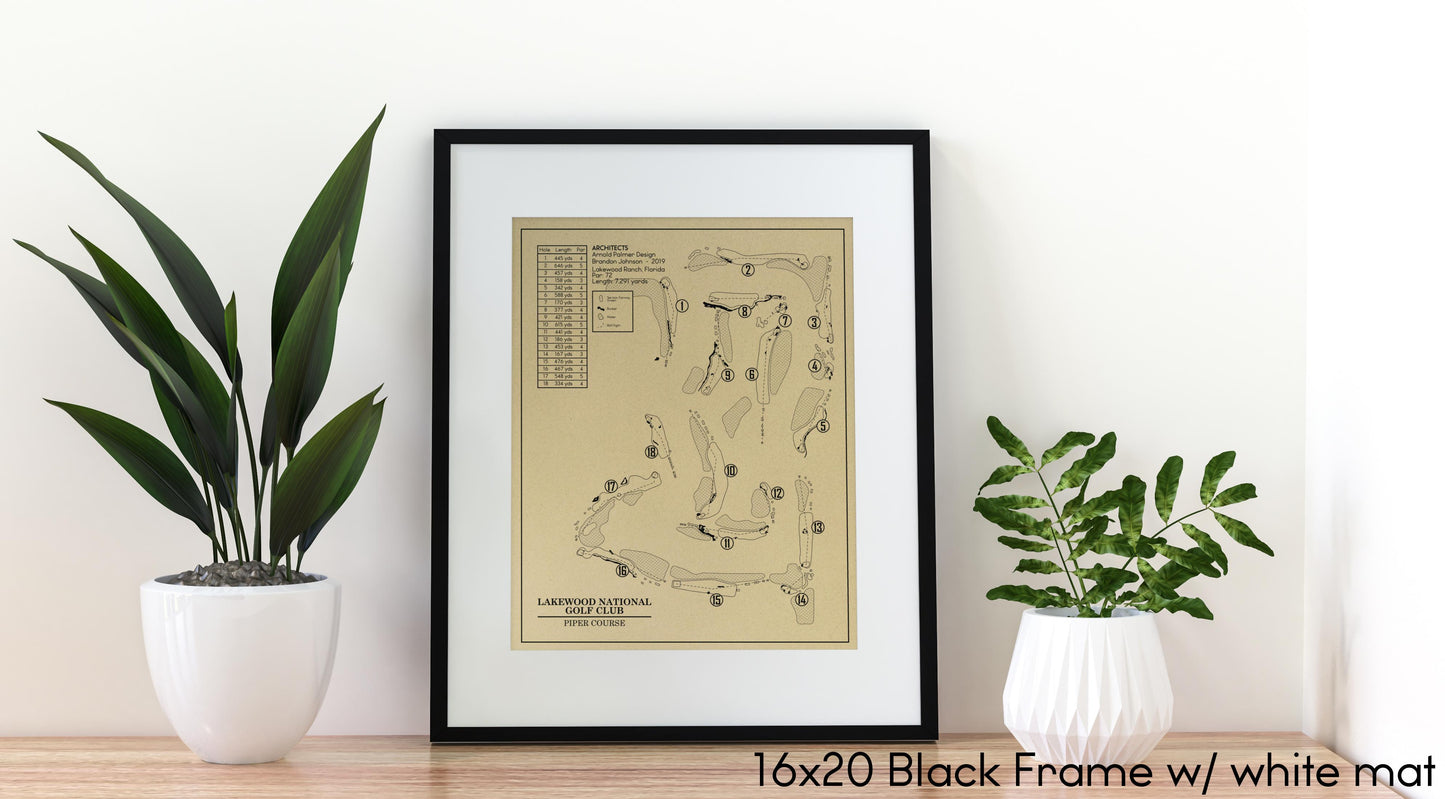 Lakewood National Golf Club Piper Course Outline (Print)
