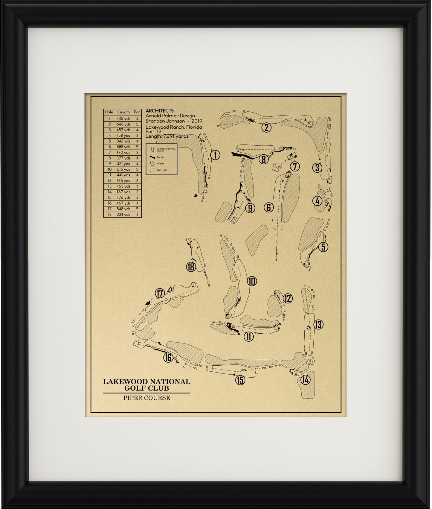 Lakewood National Golf Club Piper Course Outline (Print)