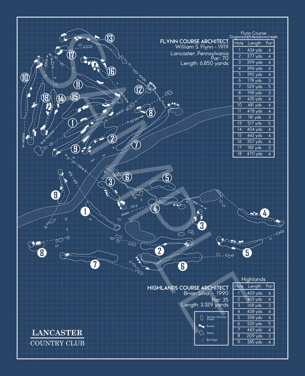 Lancaster Country Club Blueprint (Print)