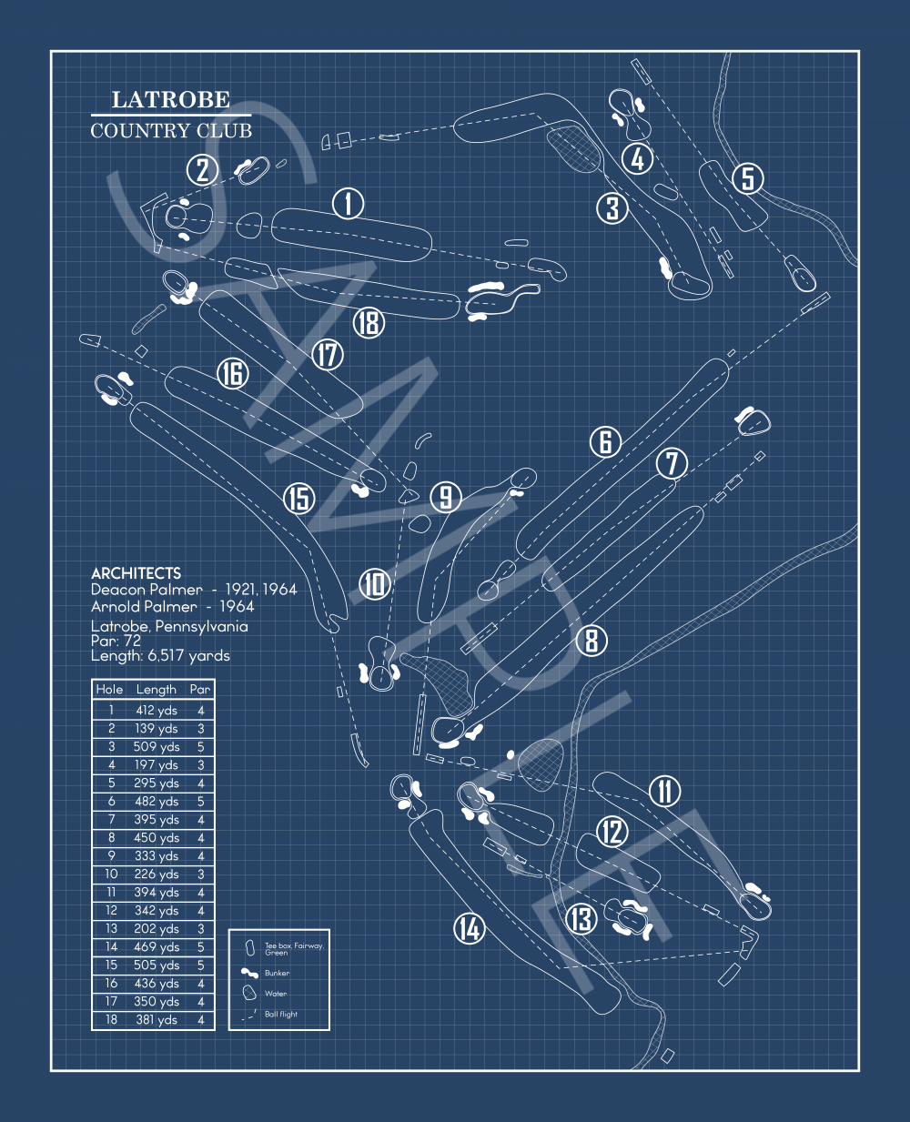 Latrobe Country Club Outline (Print)