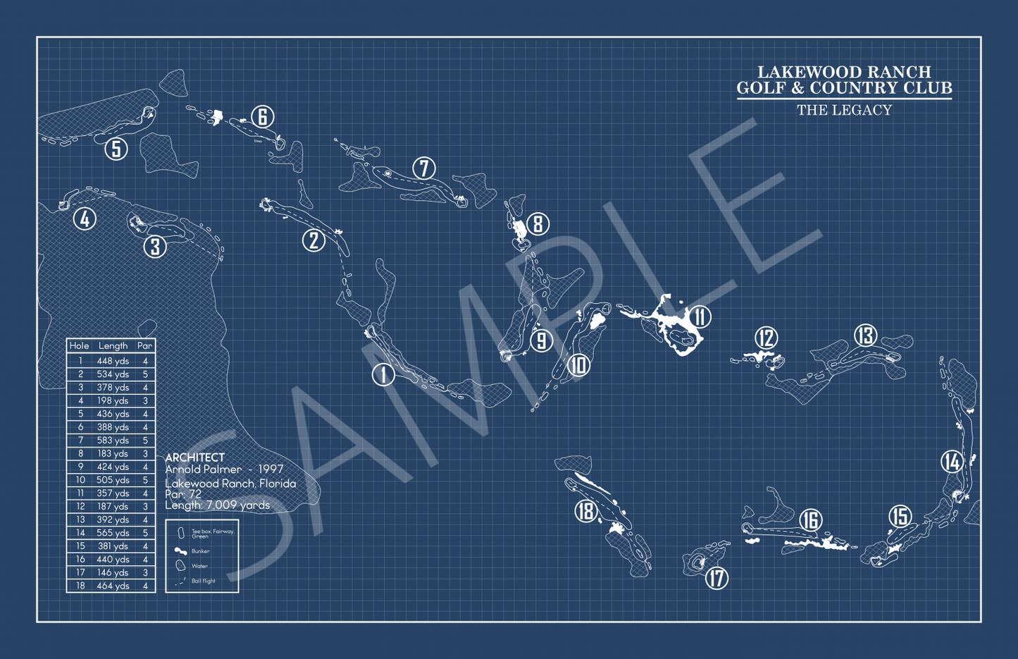 Lakewood Ranch Golf & Country Club Legacy Course Blueprint (Print)