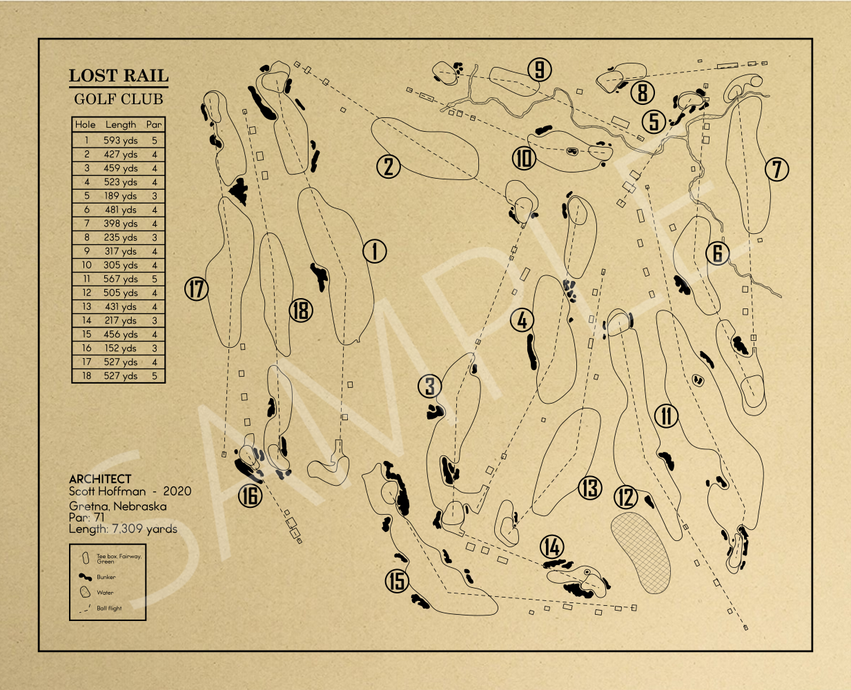 Lost Rail Golf Club Outline (Print)
