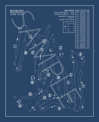 Mankato Golf Club Blueprint (Print)