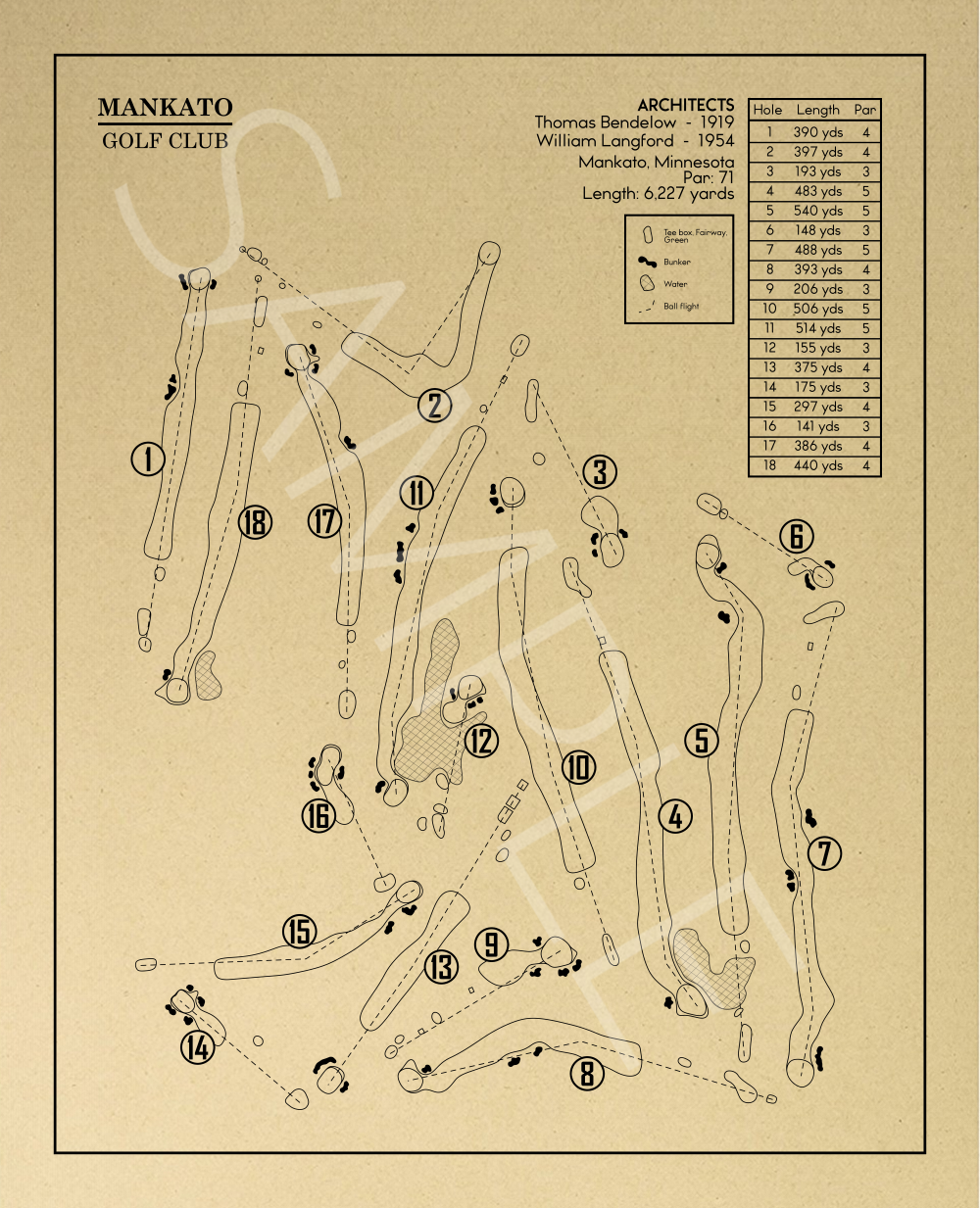 Mankato Golf Club Outline (Print)