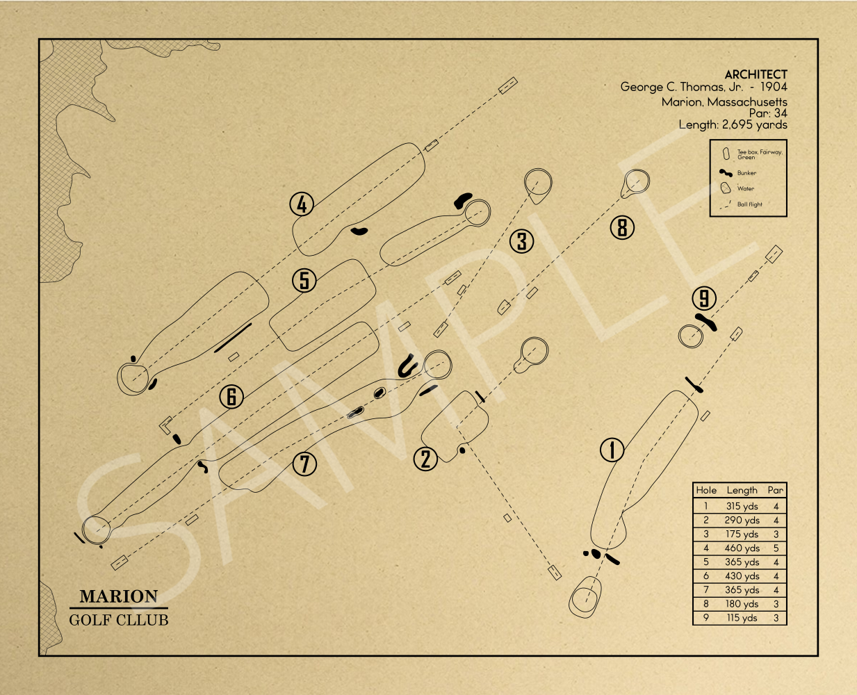 Marion Golf Club Outline (Print)