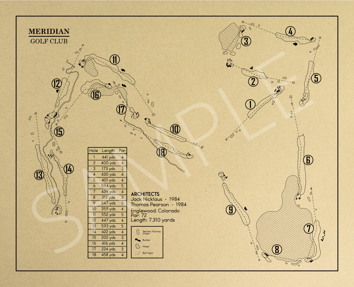 Meridian Golf Club Outline (Print)