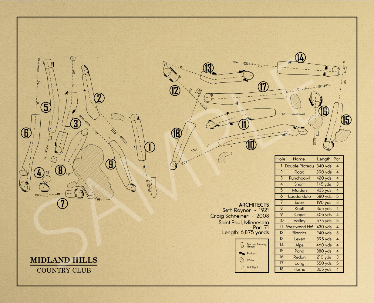 Midland Hills Country Club Outline (Print)