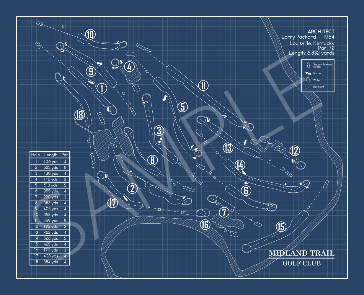 Midland Trail Golf Club Blueprint (Print)