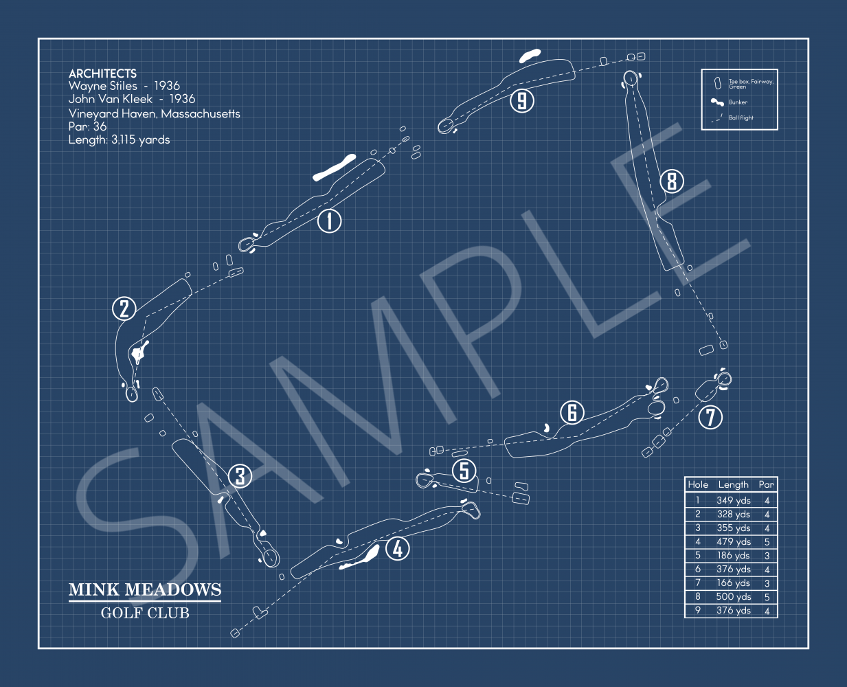 Mink Meadows Golf Club Blueprint (Print)