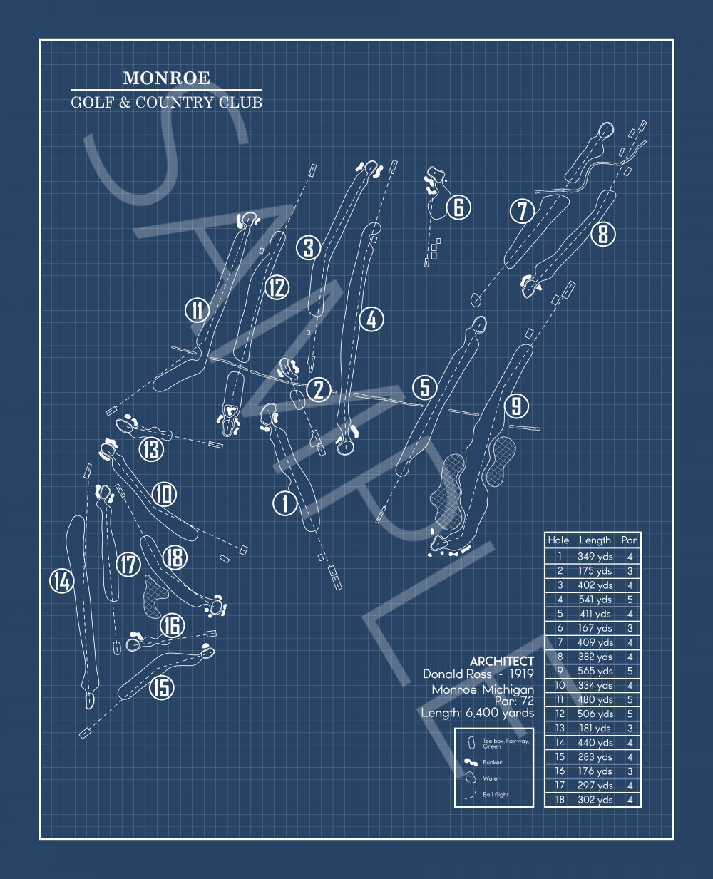 Monroe Golf & Country Club Blueprint (Print)