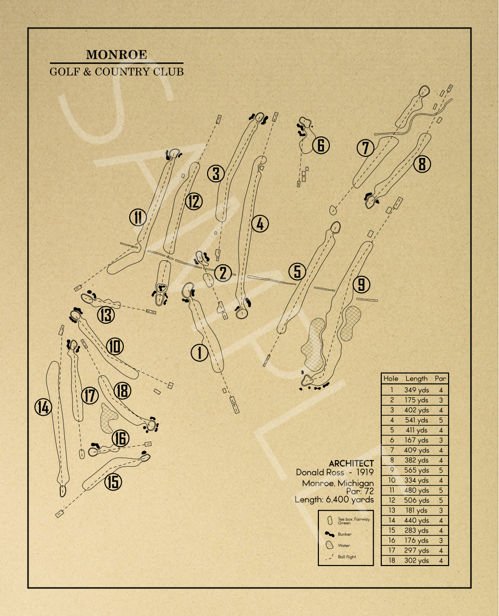 Monroe Golf & Country Club Outline (Print)
