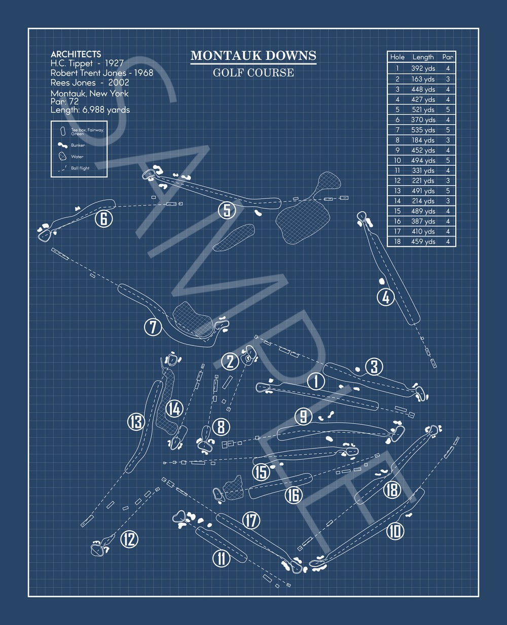 Montauk Downs Golf Course Blueprint (Print)
