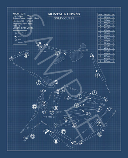 Montauk Downs Golf Course Blueprint (Print)
