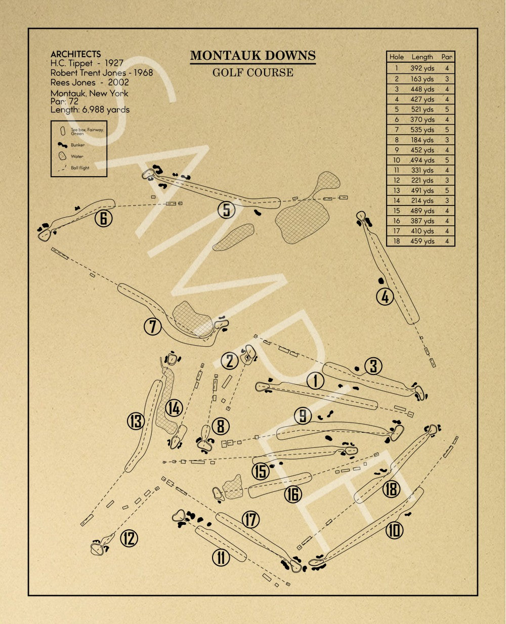 Montauk Downs Golf Course Outline (Print)