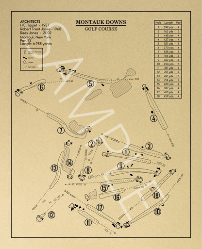 Montauk Downs Golf Course Outline (Print)