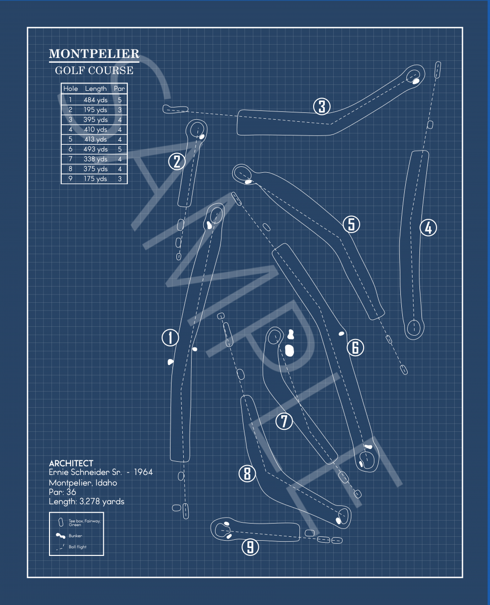 Montpelier Golf Course Blueprint (Print)