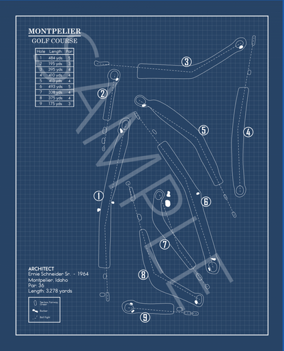 Montpelier Golf Course Blueprint (Print)