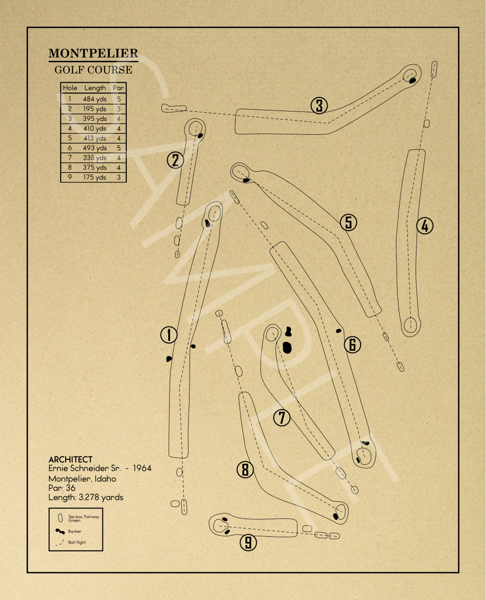 Montpelier Golf Course Outline (Print)