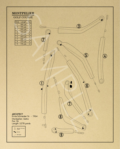 Montpelier Golf Course Outline (Print)