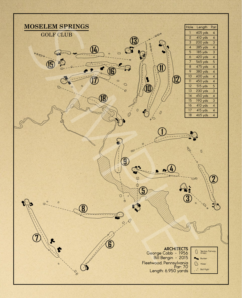 Moselem Springs Golf Club Outline (Print)