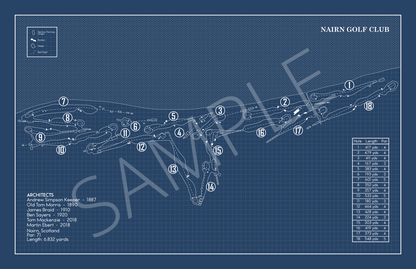 Nairn Golf Club Blueprint (Print)